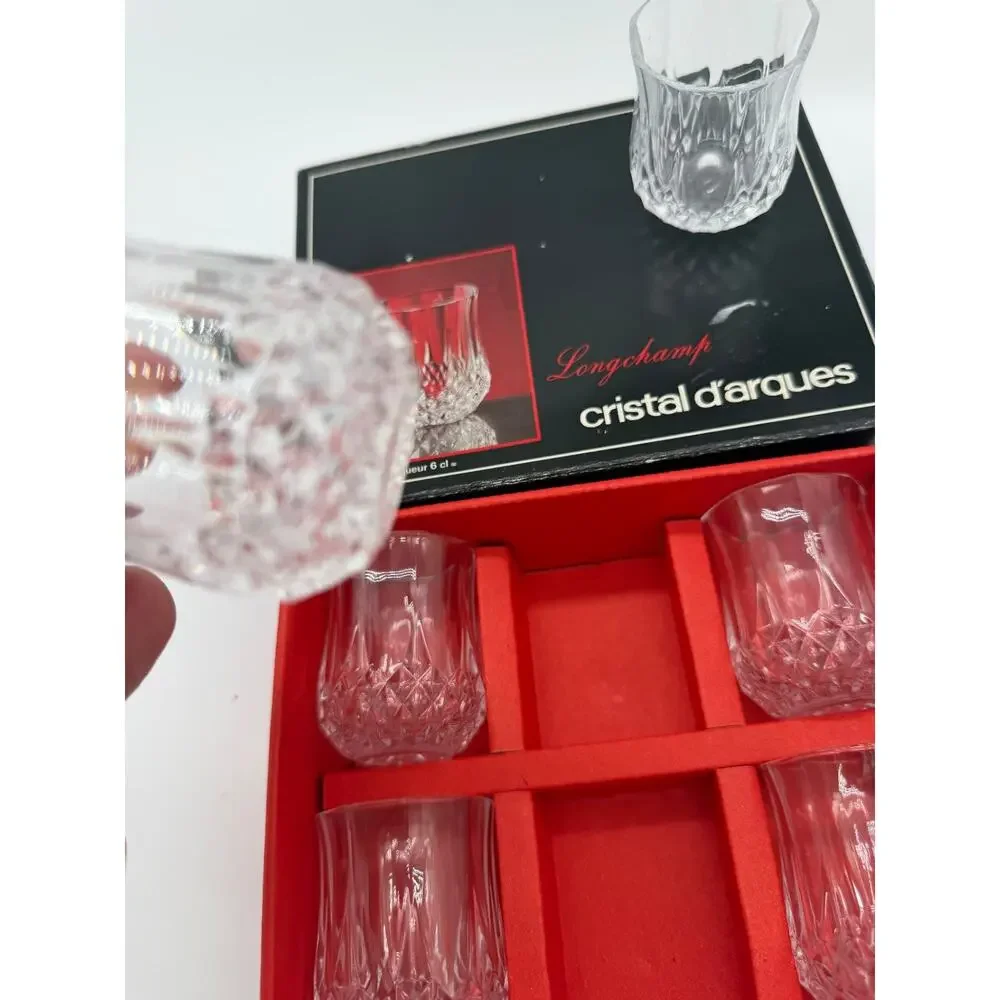 Cristal d’Arques Longchamp Crystal Shot Glasses 2 Oz Set of 6 in box New
